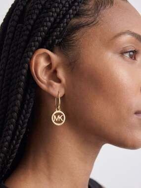 Michael Kors Gold-Tone Logo Drop Earrings